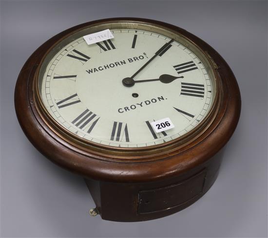 Waghorn Bros of Croydon. A fusee wall timepiece diameter 39cm